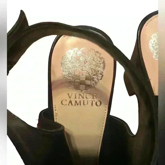 Vince Camuto Like New Black Cellia Leather Slingback Opened Peep Toe Heels 11M - Picture 8 of 16